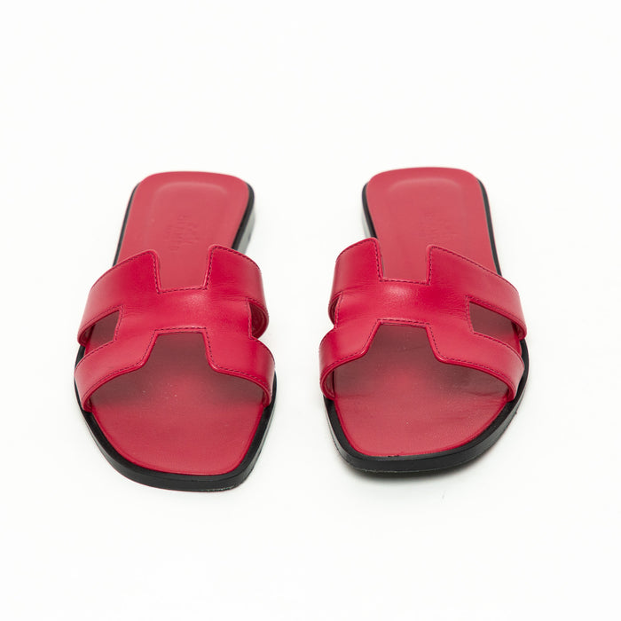 Hermes Magenta Swift Leather Sandals Size 36