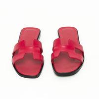 Hermes Magenta Swift Leather Sandals Size 36