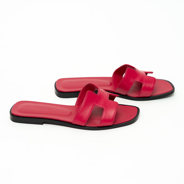Hermes Magenta Swift Leather Sandals Size 36
