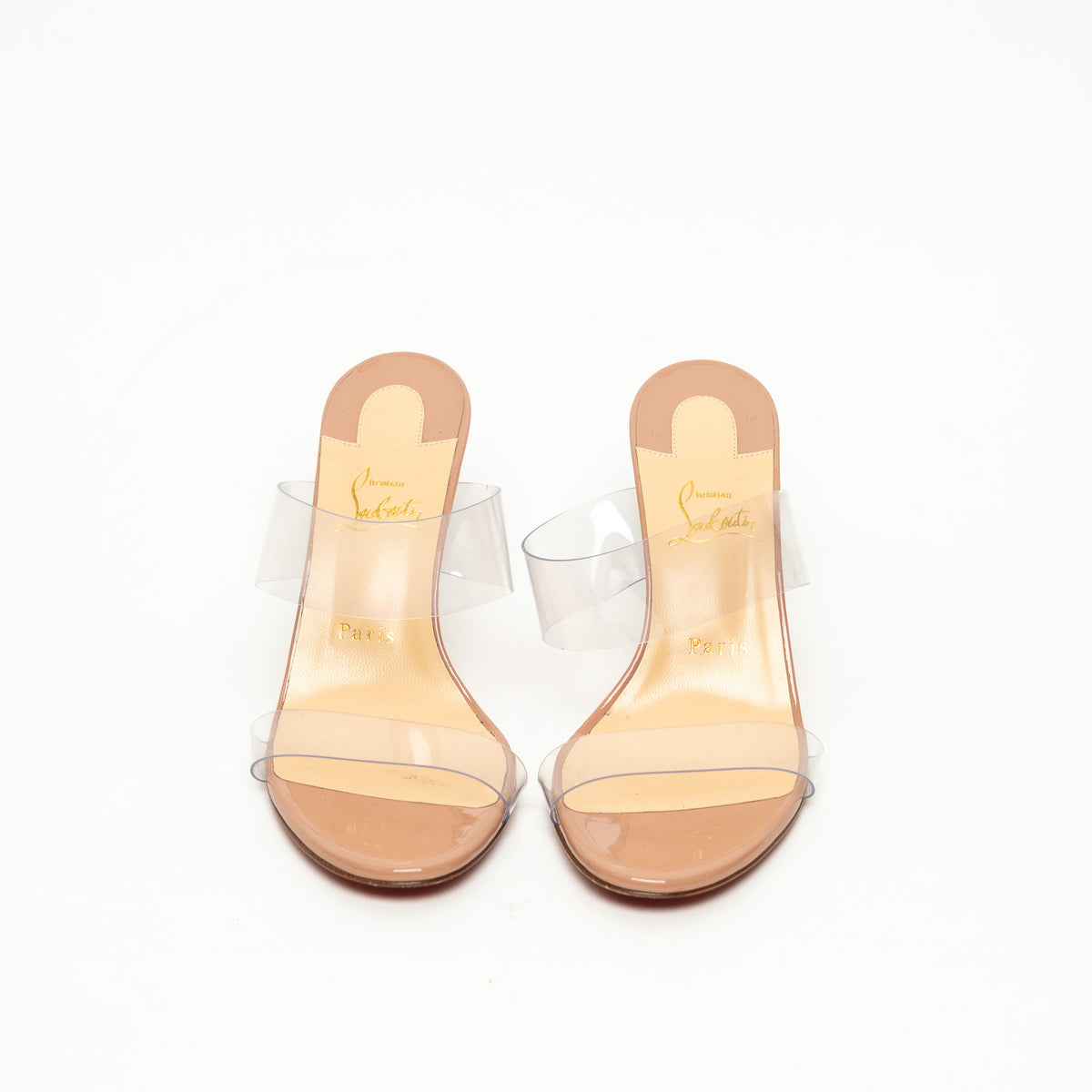 Christian Louboutin Tan Leather Clear PVC Sandals Size 39.5