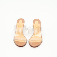 Christian Louboutin Tan Leather Clear PVC Sandals Size 39.5