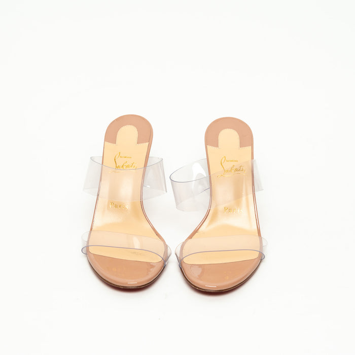 Christian Louboutin Tan Leather Clear PVC Sandals Size 39.5