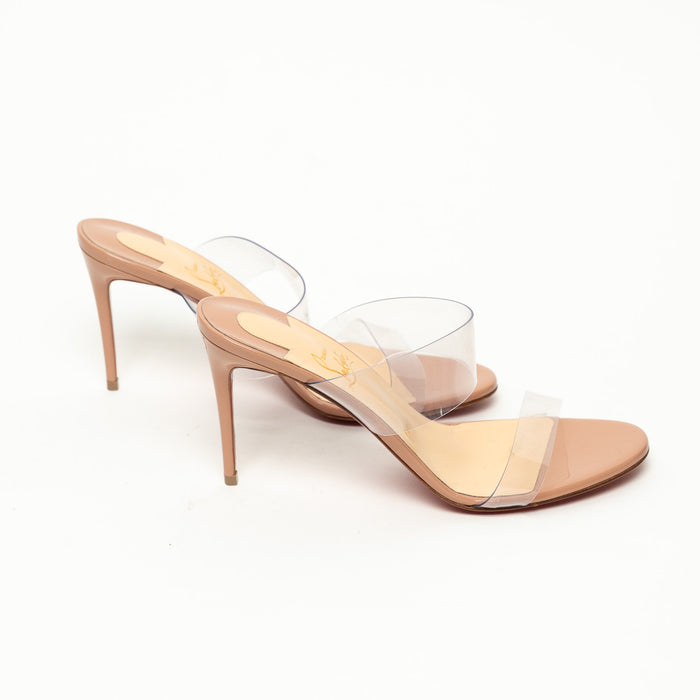 Christian Louboutin Tan Leather Clear PVC Sandals Size 39.5
