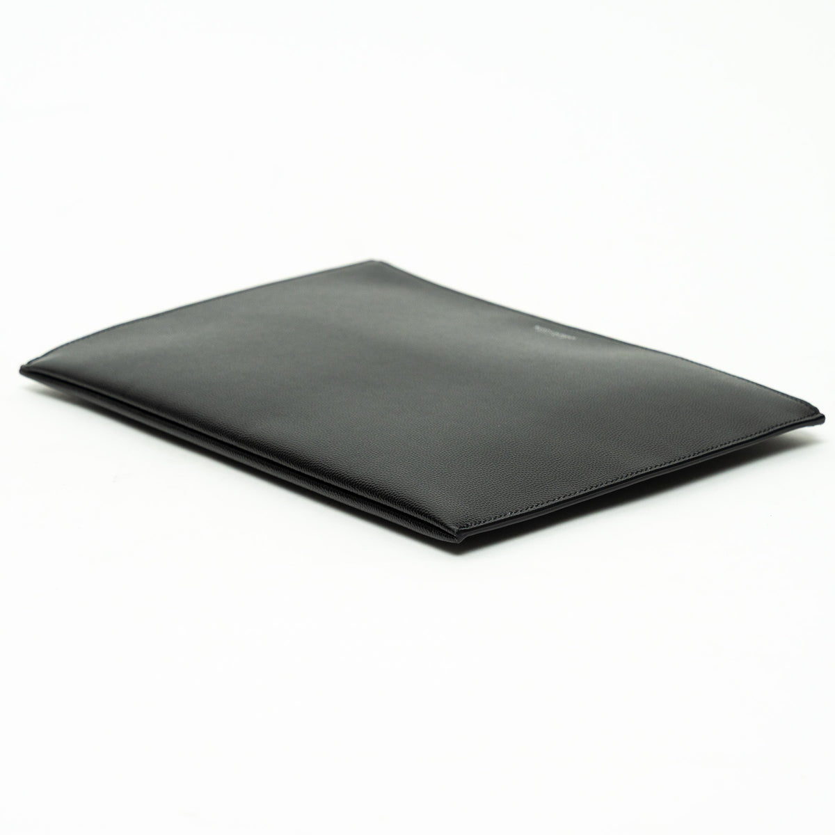 Saint Laurent Black Pebbled Leather Zip Top Pouch