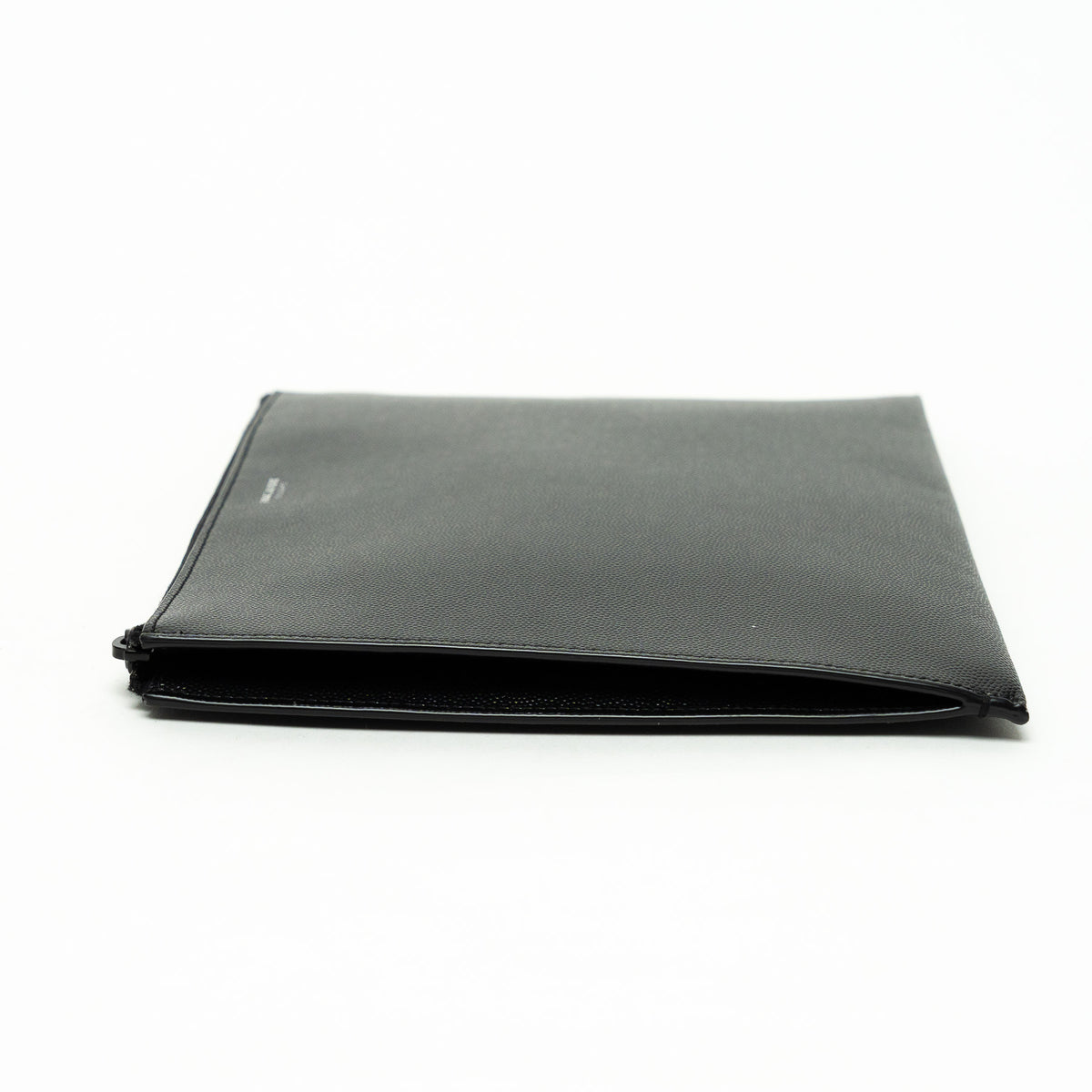 Saint Laurent Black Pebbled Leather Zip Top Pouch