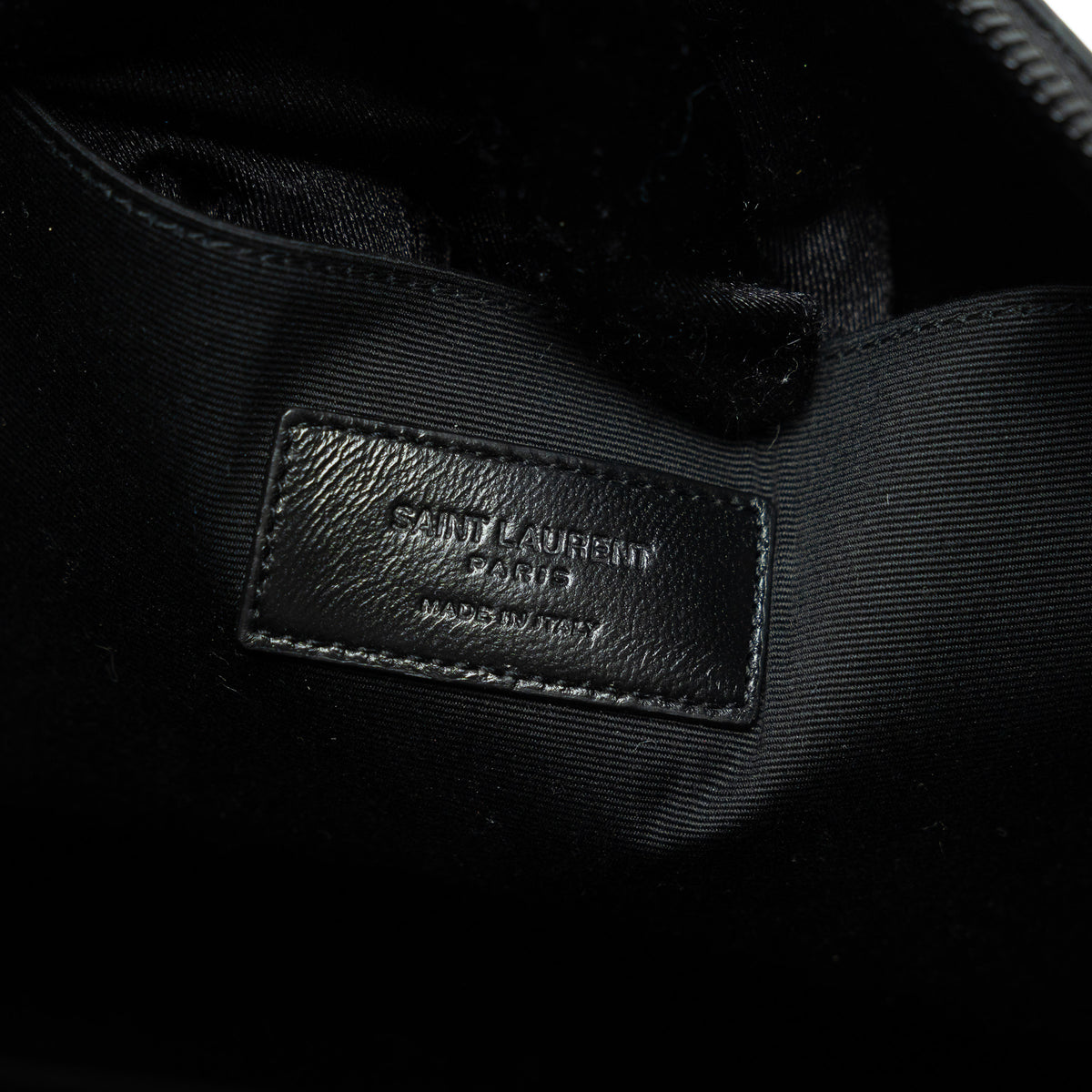 Saint Laurent Black Pebbled Leather Zip Top Pouch