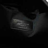 Saint Laurent Black Pebbled Leather Zip Top Pouch