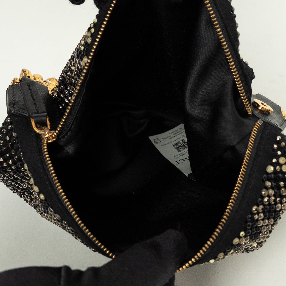 Versace Black Textile Multicolor Sequin Python Pattern Hobo Bag