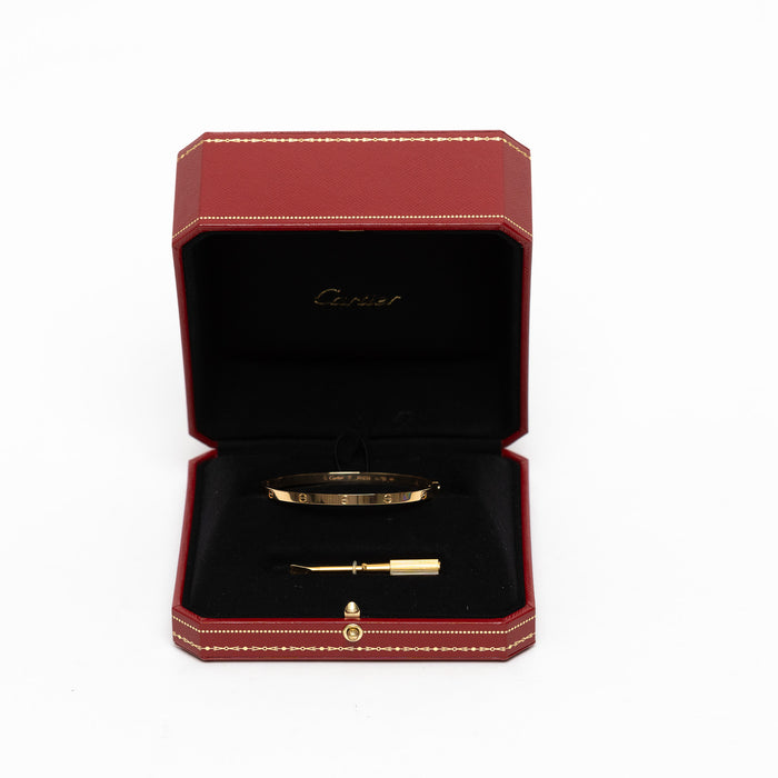 Cartier 18k Yellow Gold Thin Love Bracelet Size 17
