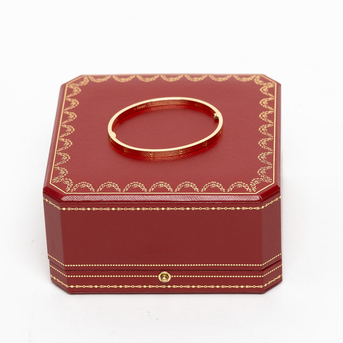 Cartier 18k Yellow Gold Thin Love Bracelet Size 17