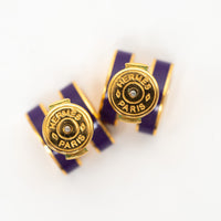 Hermes Gold Plated Purple Lacquered Pop H Earrings
