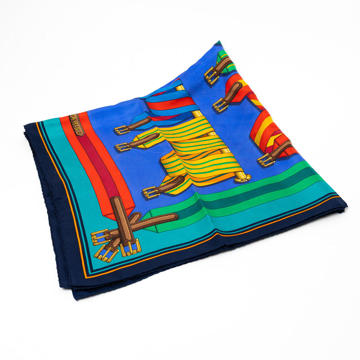 Hermes Multicolor Silk Les Sangles Scarf