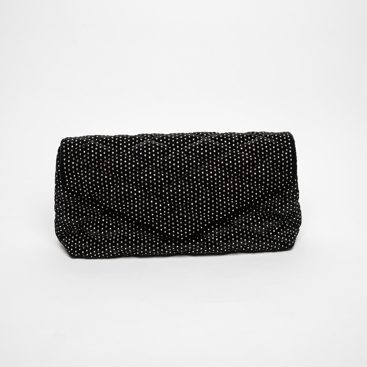 Saint Laurent Black Velvet Rhinestone Envelope Clutch