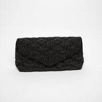 Saint Laurent Black Velvet Rhinestone Envelope Clutch