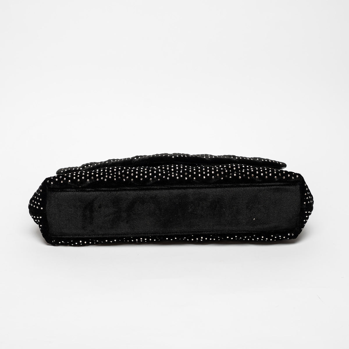 Saint Laurent Black Velvet Rhinestone Envelope Clutch