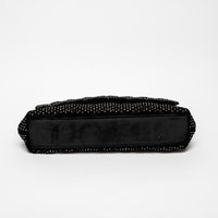 Saint Laurent Black Velvet Rhinestone Envelope Clutch