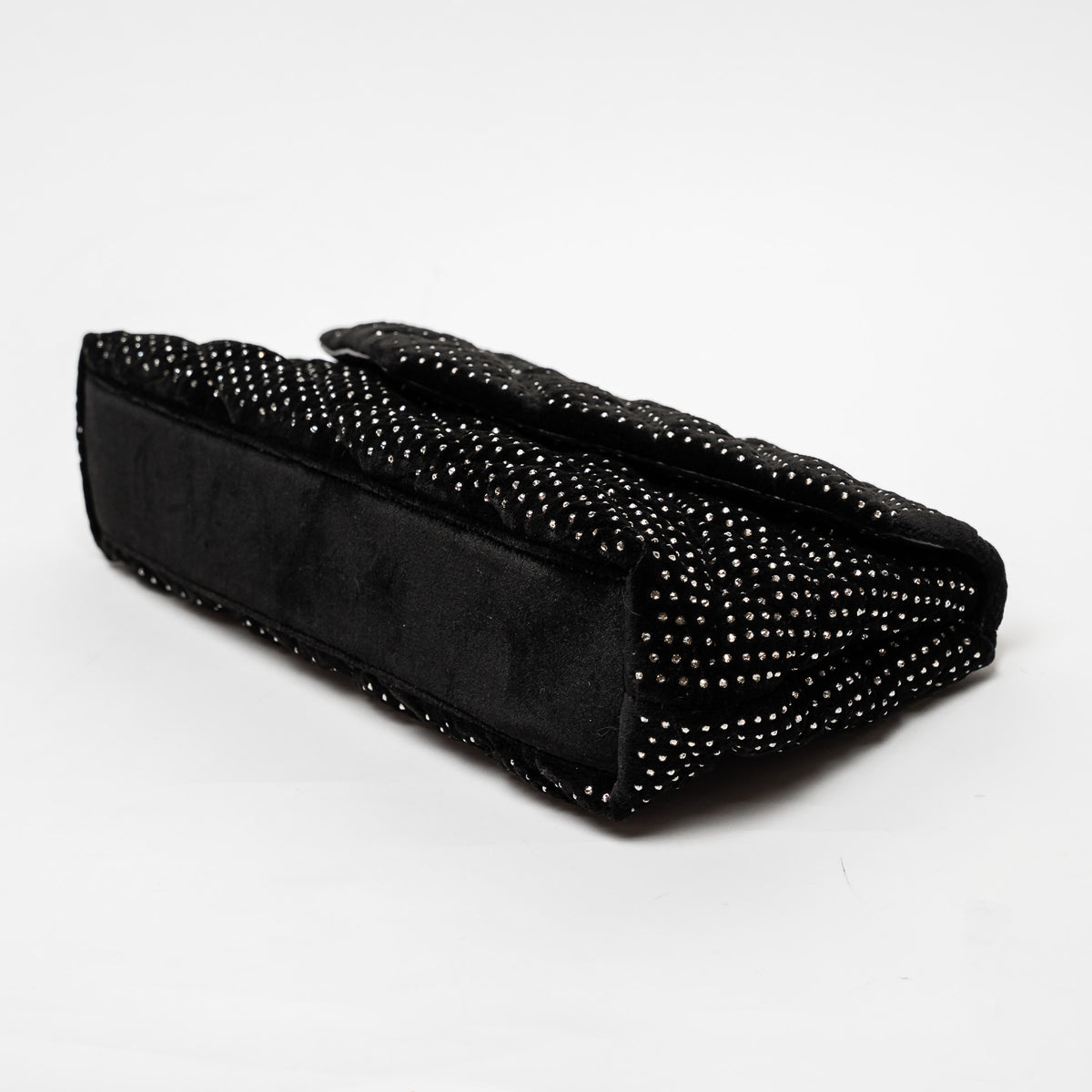 Saint Laurent Black Velvet Rhinestone Envelope Clutch