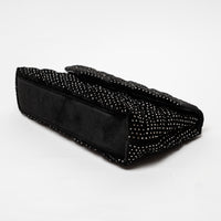 Saint Laurent Black Velvet Rhinestone Envelope Clutch