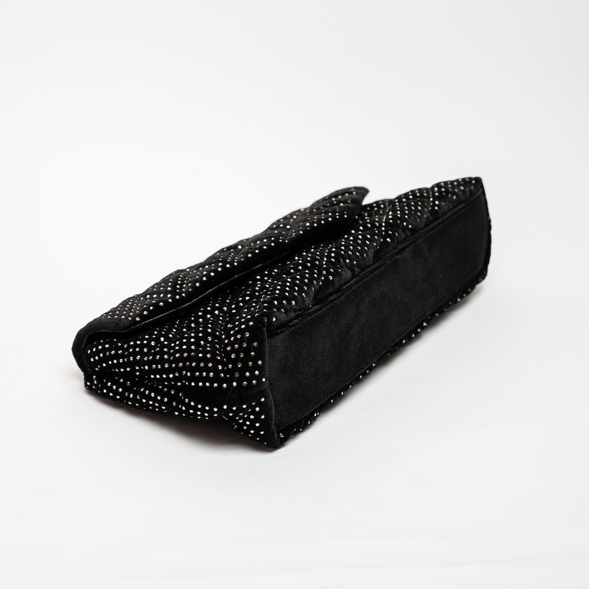 Saint Laurent Black Velvet Rhinestone Envelope Clutch
