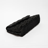 Saint Laurent Black Velvet Rhinestone Envelope Clutch