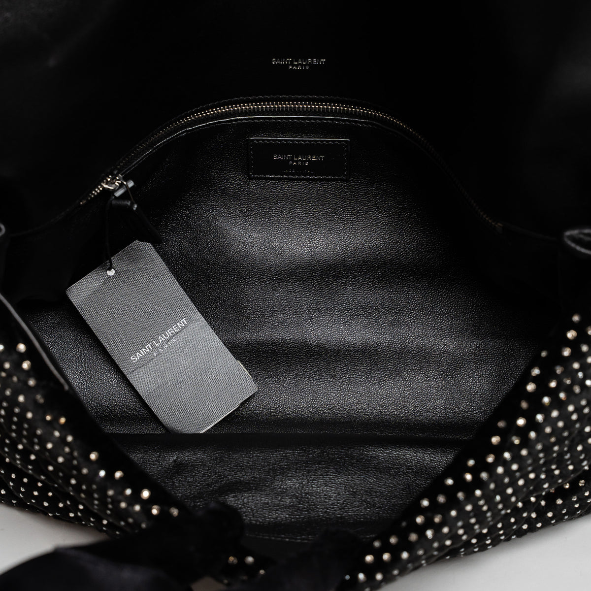 Saint Laurent Black Velvet Rhinestone Envelope Clutch
