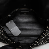 Saint Laurent Black Velvet Rhinestone Envelope Clutch