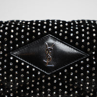 Saint Laurent Black Velvet Rhinestone Envelope Clutch