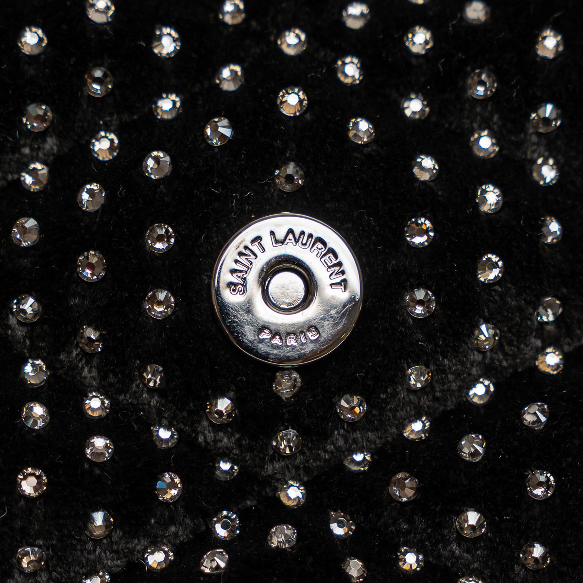 Saint Laurent Black Velvet Rhinestone Envelope Clutch