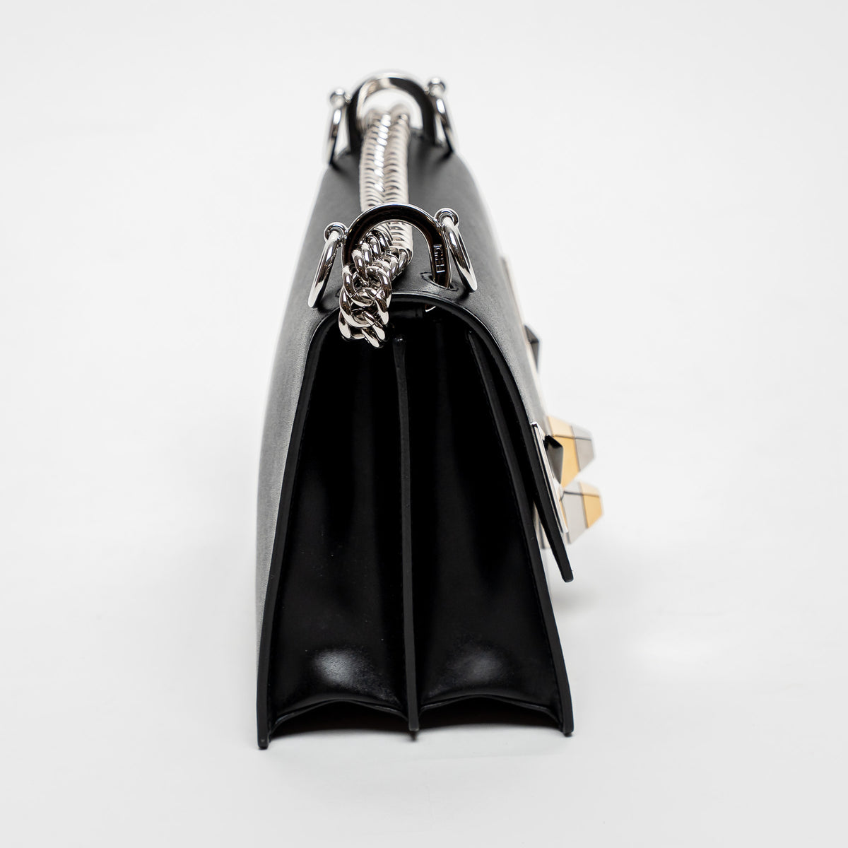 Fendi Black Calfskin Leather Kan Monster Chain Bag