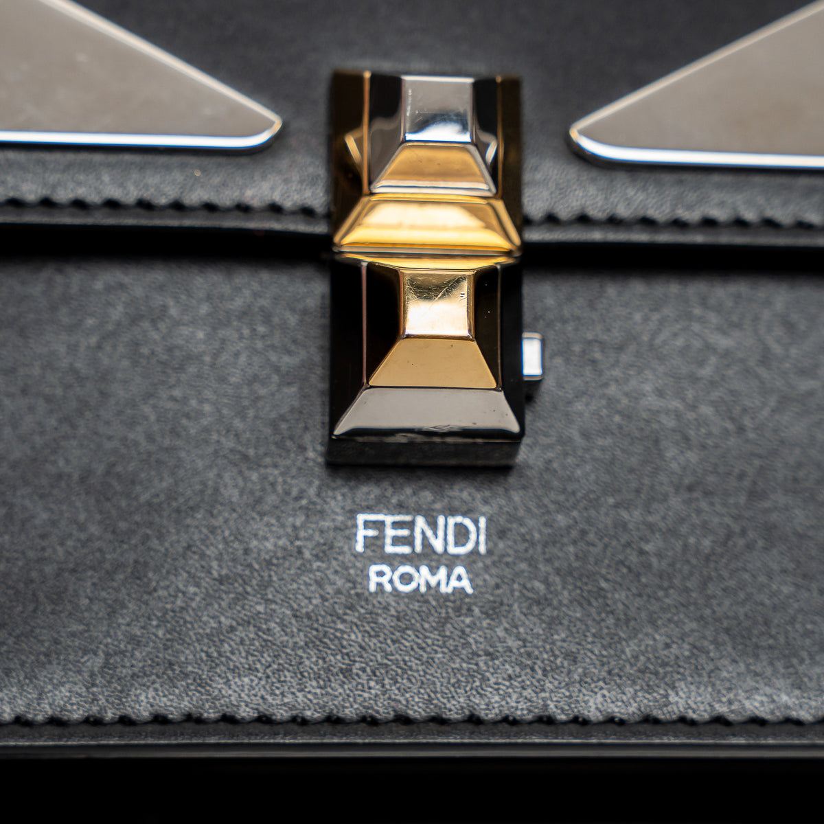 Fendi Black Calfskin Leather Kan Monster Chain Bag