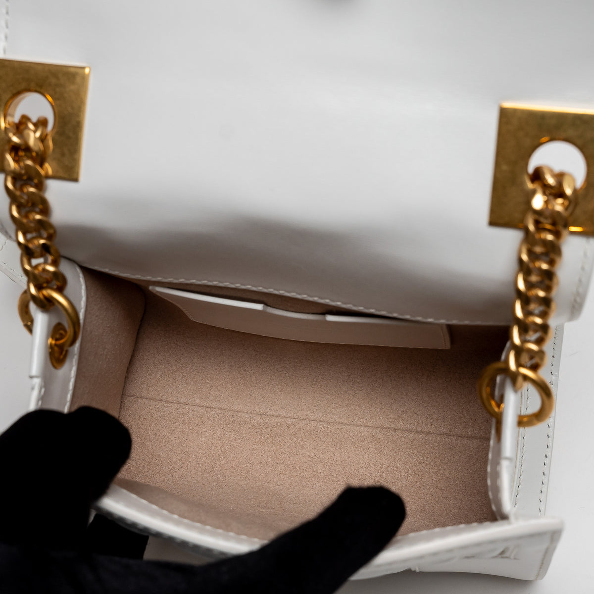 Balmain White Quilted Lambskin Leather 1945 Shoulder Bag