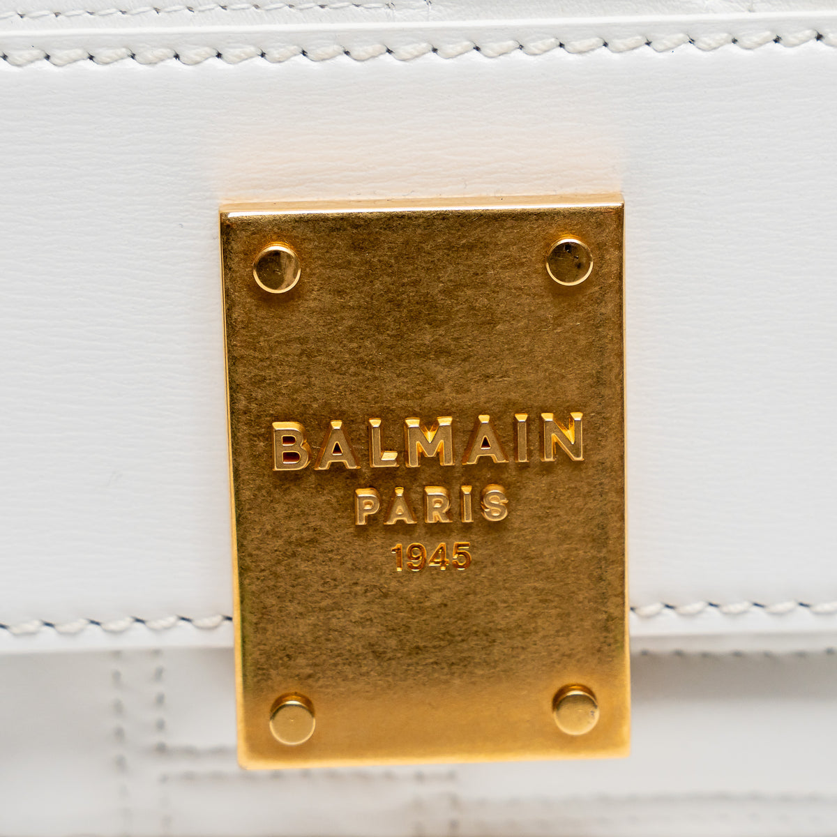 Balmain White Quilted Lambskin Leather 1945 Shoulder Bag