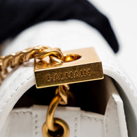 Balmain White Quilted Lambskin Leather 1945 Shoulder Bag