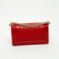 Pre-Loved Chanel™ Red Lambskin Leather Medium Boy Bag