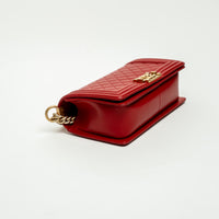 Pre-Loved Chanel™ Red Lambskin Leather Medium Boy Bag