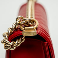 Pre-Loved Chanel™ Red Lambskin Leather Medium Boy Bag