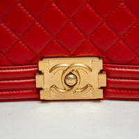 Pre-Loved Chanel™ Red Lambskin Leather Medium Boy Bag