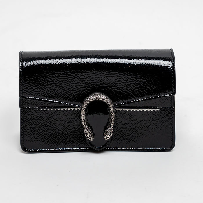 Gucci Black Patent Leather Mini Dionysus Crossbody Bag
