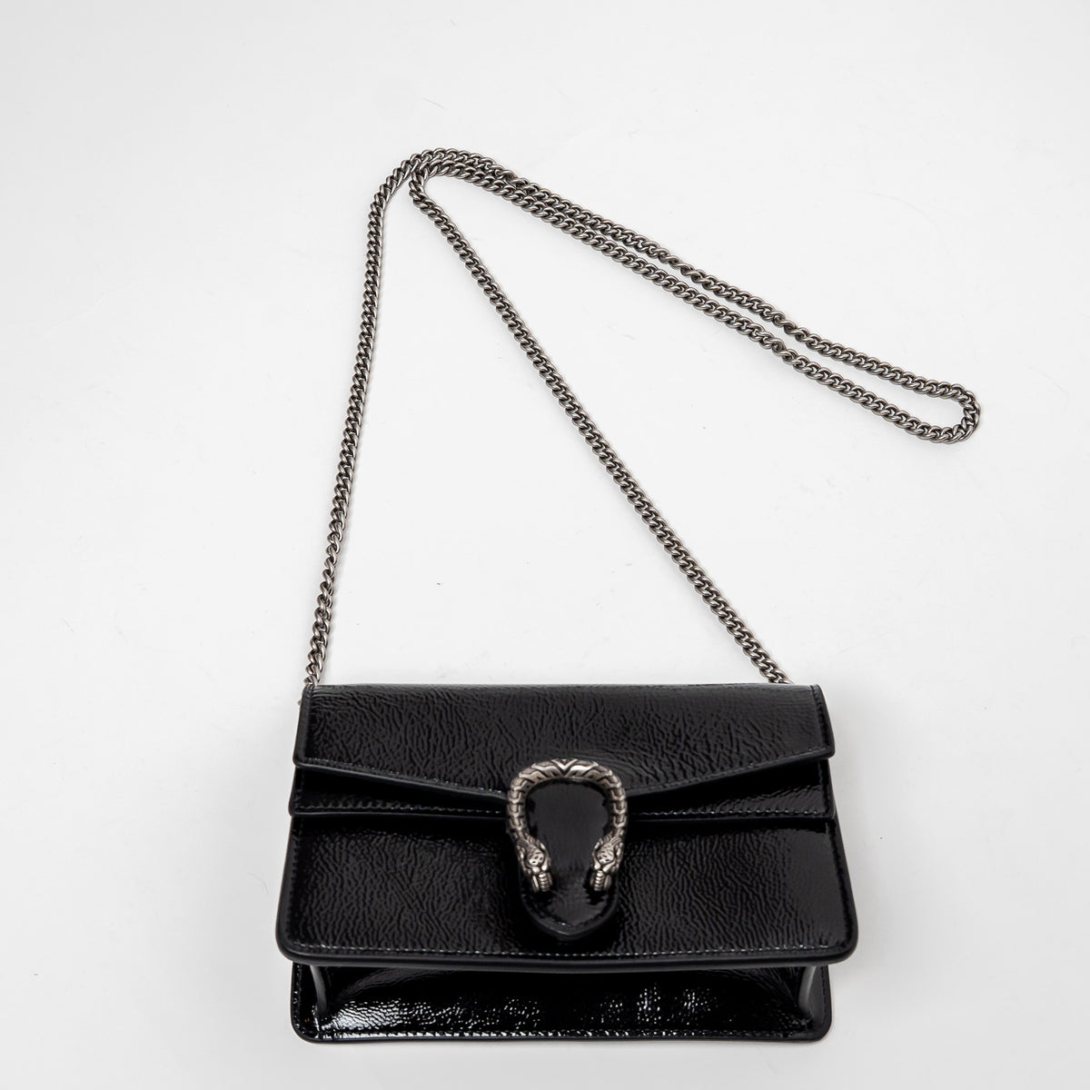Gucci Black Patent Leather Mini Dionysus Crossbody Bag