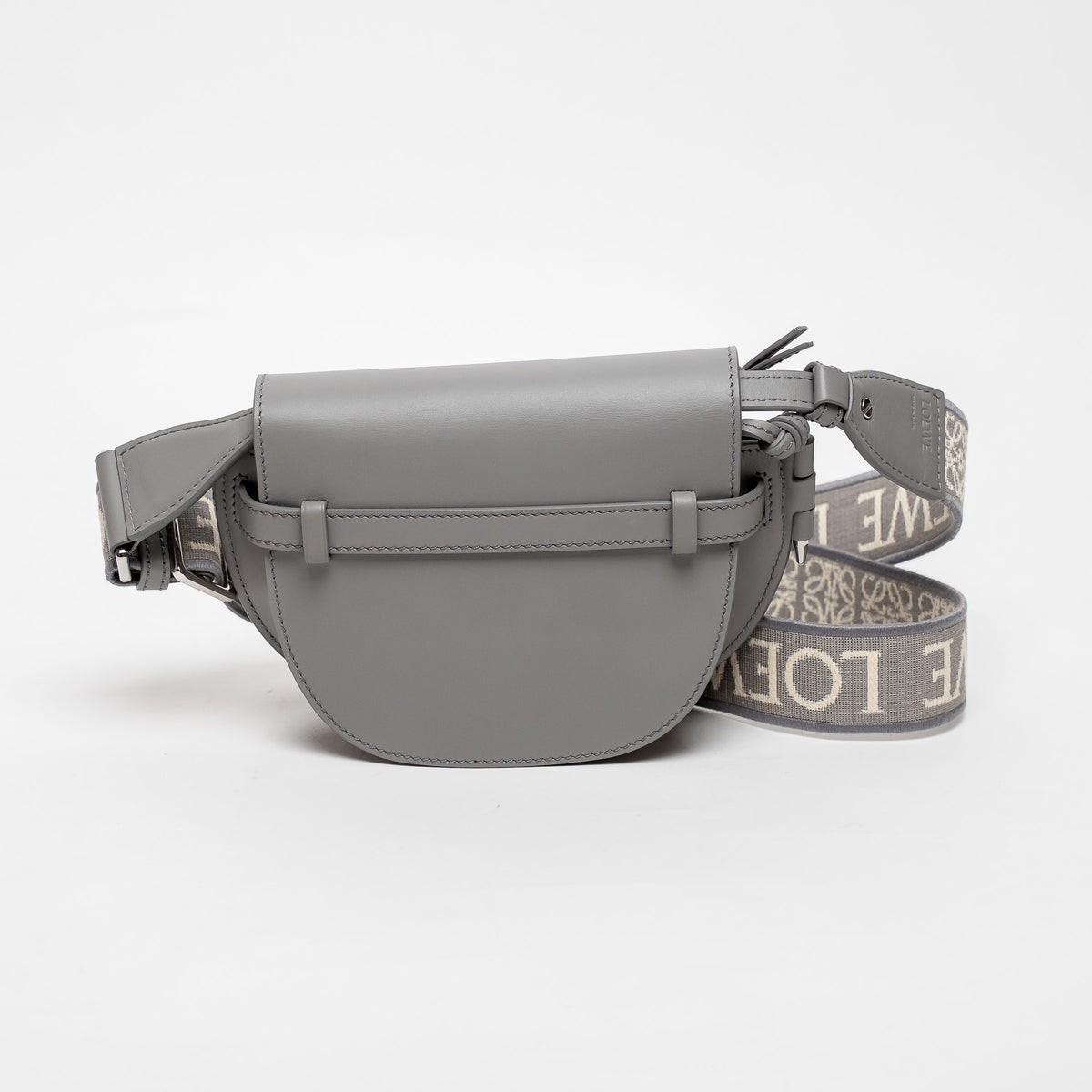 Loewe Grey Calfskin Leather Mini Gate Dual Leather Crossbody Bag