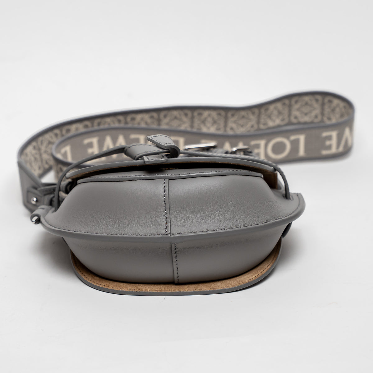 Loewe Grey Calfskin Leather Mini Gate Dual Leather Crossbody Bag