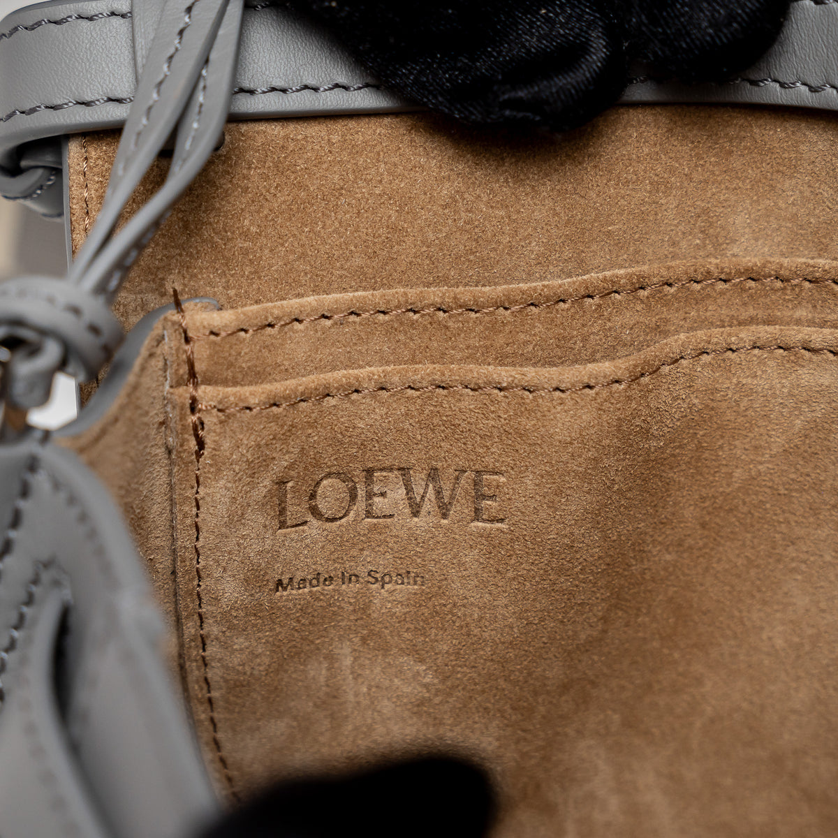 Loewe Grey Calfskin Leather Mini Gate Dual Leather Crossbody Bag