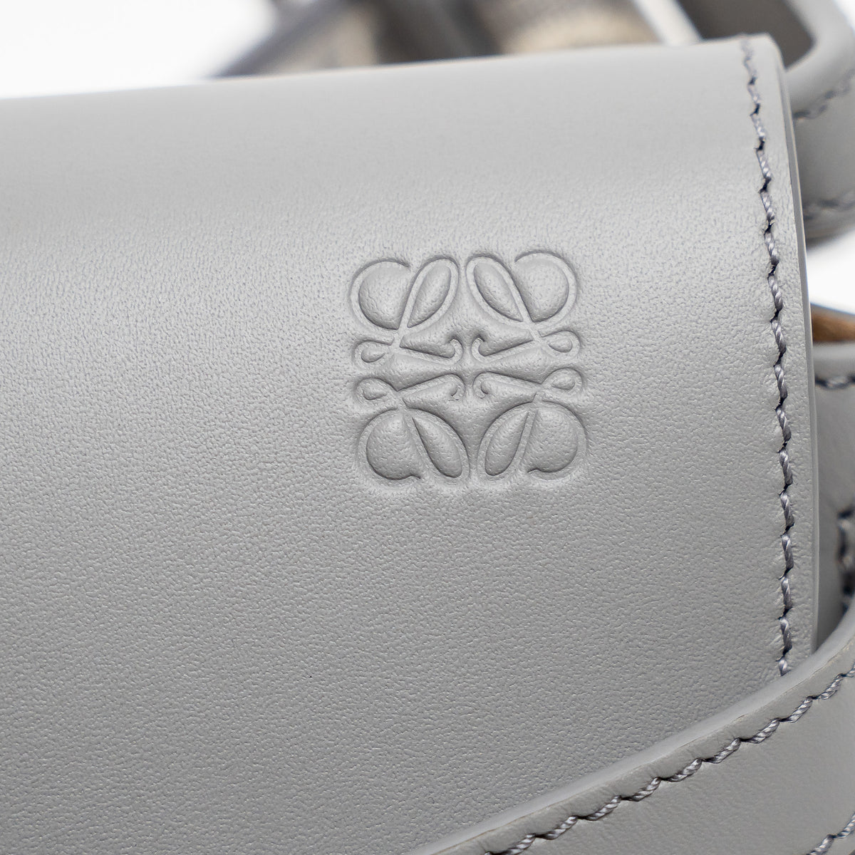 Loewe Grey Calfskin Leather Mini Gate Dual Leather Crossbody Bag