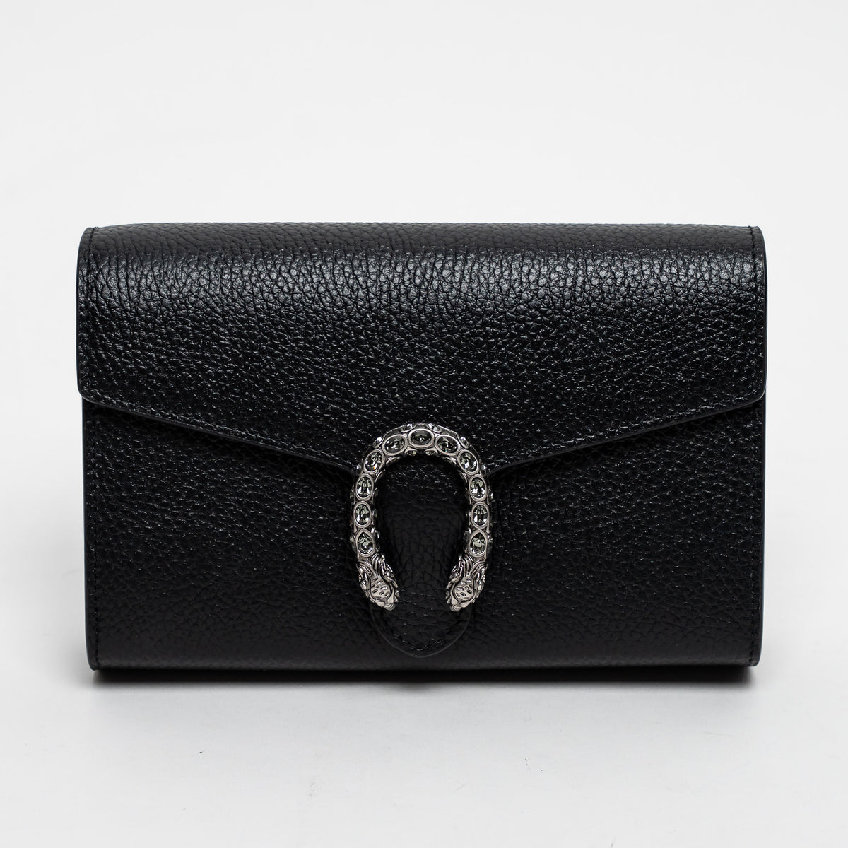 Gucci Black Grained Leather Dionysus Wallet on Chain