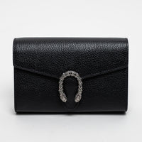 Gucci Black Grained Leather Dionysus Wallet on Chain