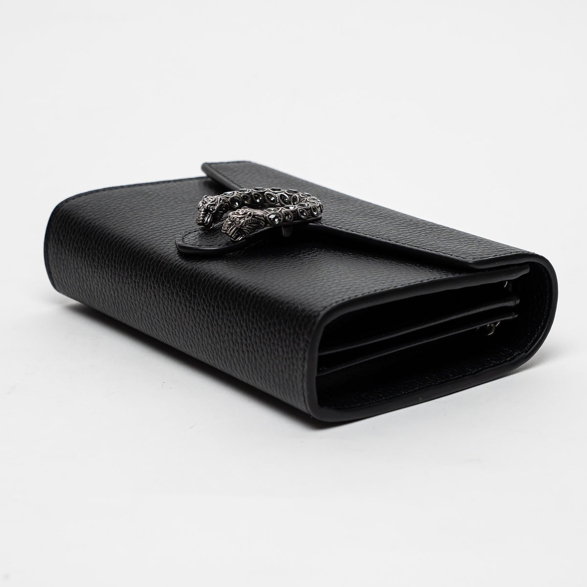 Gucci Black Grained Leather Dionysus Wallet on Chain