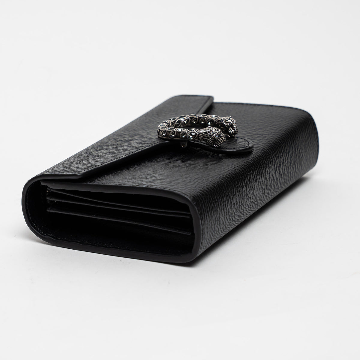 Gucci Black Grained Leather Dionysus Wallet on Chain