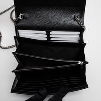 Gucci Black Grained Leather Dionysus Wallet on Chain