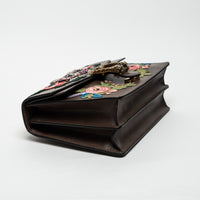 Gucci Brown Leather Embroidered Floral Web Medium Dionysus Shoulder Bag