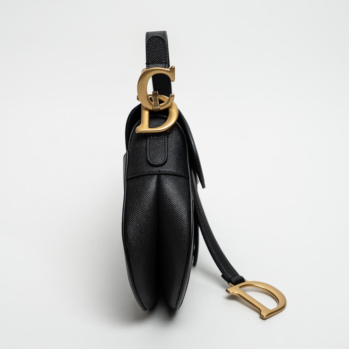Dior Black Grained Calfskin Leather Classic Saddle Bag